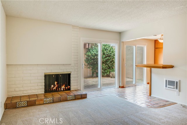 Fireplace in family room and courtyard