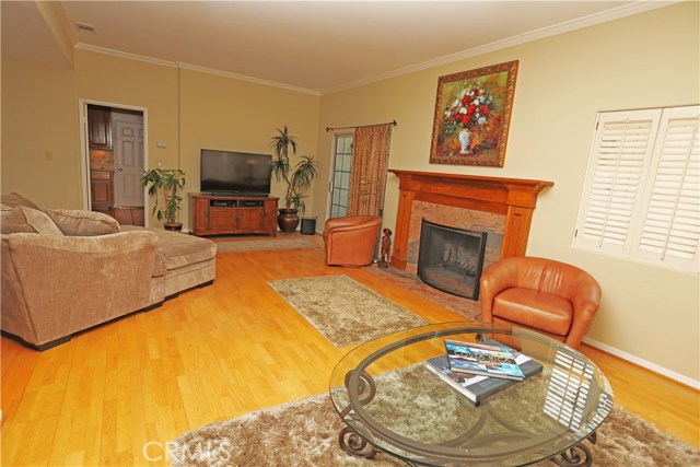 Fireplace in living room.
