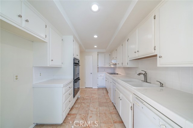 Bright Galley style kitchen with Wall oven, Cooktop, Dishwasher and Trash compactor.