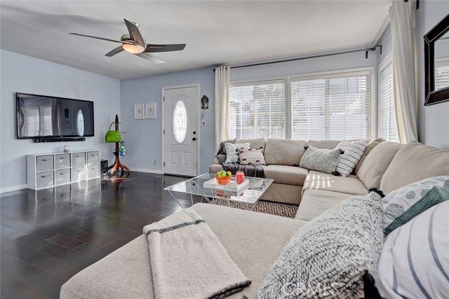Spacious living room is perfect for lounging.