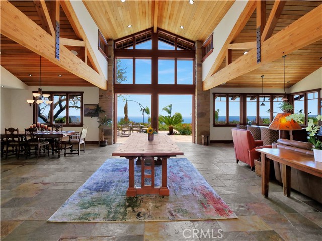 Dramatic 20ft high ceiling of Great Room featuring vast views.