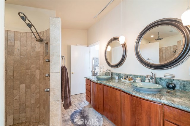 Master bath with 5 head shower and double sinks