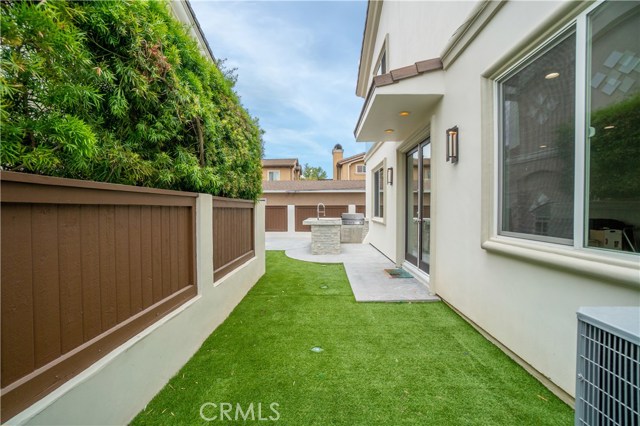 Backyard synthetic grass area