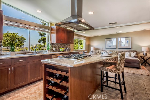 Gourmet kitchen with center island and stainless steel appliances