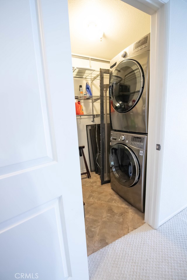 Upgraded Laundry Room with Wire Frame Shelving.