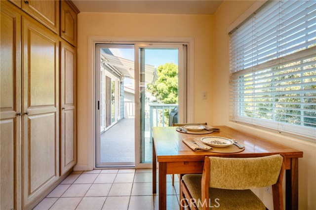 Pantry and breakfast area leading to one of many outdoor areas