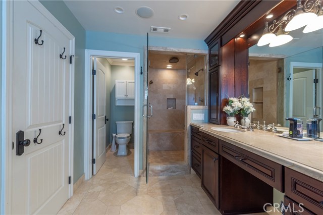 Another master bathroom view.  Vanity area on the right.