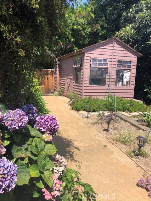 View of the art studio & partial view of the garden boxes