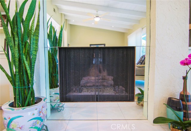 Warming fireplace with mirrored surround