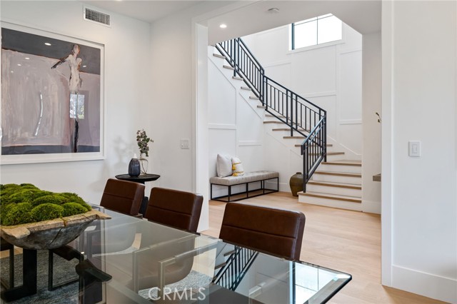 Artful stairway presents a sculptural back drop