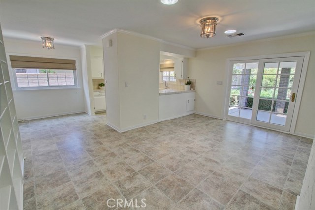 Formal dining area leading to patio