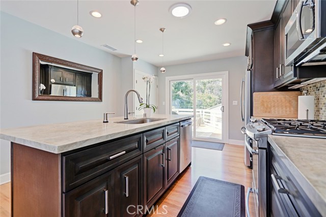 kitchen leading to backyard