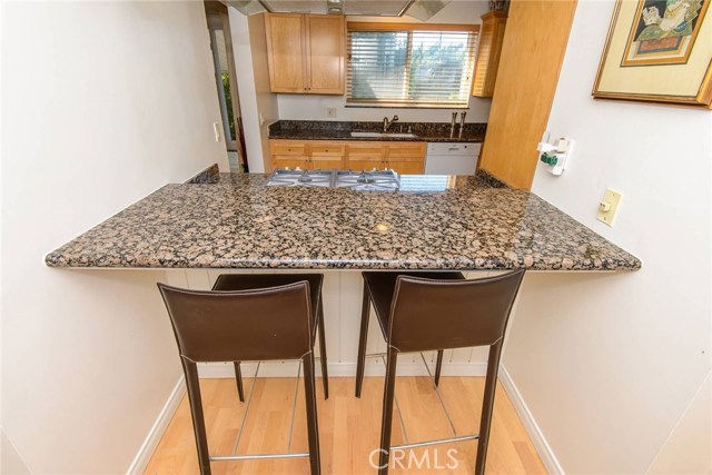 Breakfast bar facing kitchen.