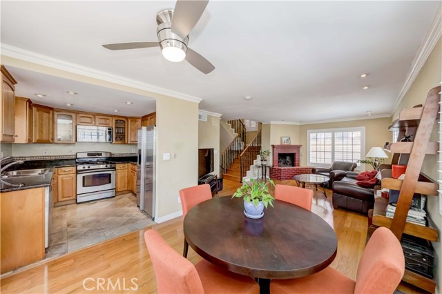 Open dining area off of kitchen and lower balcony