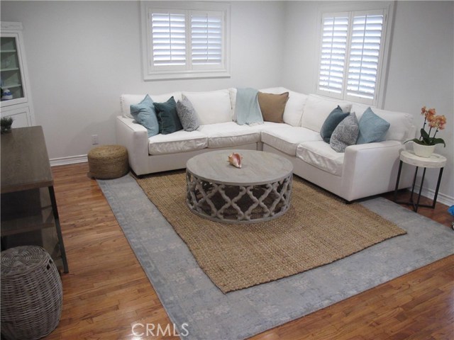 Living area with plantation shutters