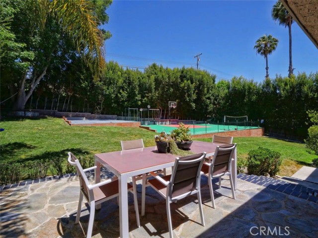 Back Patio, Grassy Area & Sports Court