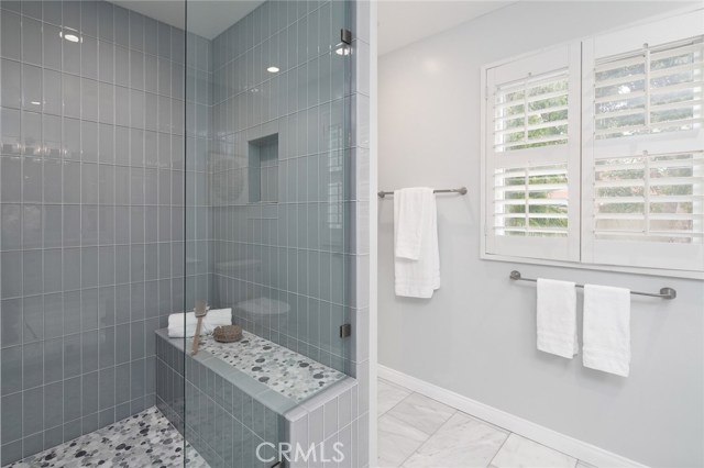 Spacious walk-in shower in master