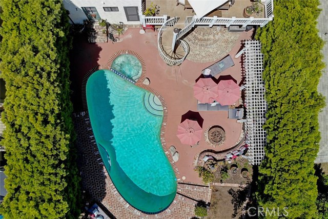 aerial view of backyard