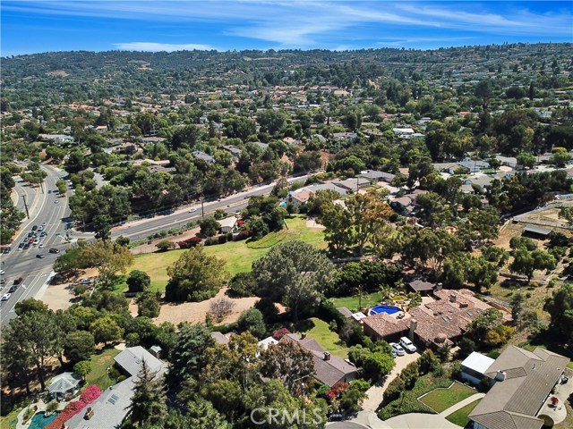 Arial view of the expansive 46,200 sf lot that butts up against the horse trail and lower greenbelt