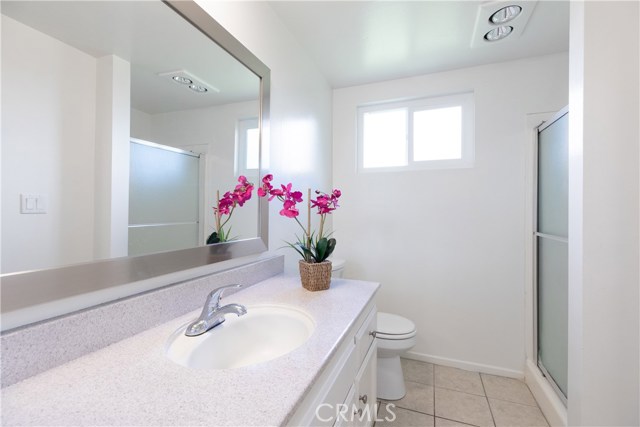 This bathroom serves the lower level