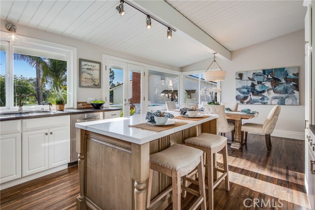 kitchen island & view towards dining room