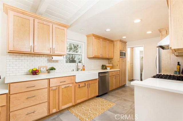 View into kitchen and laundry room.