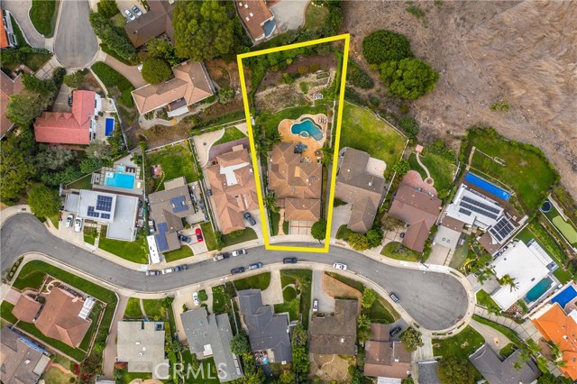 Detailed overhead view o the lot with the fruit orchard at the lower part of the lot!