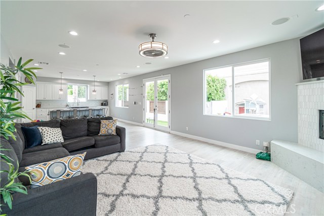 View of family room and kitchen