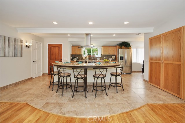 Remodeled Kitchen with a large Dining and Cooking Island.