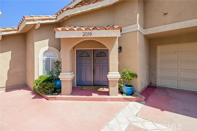 Blue front door entrance