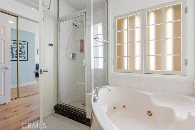Separate tub and shower.