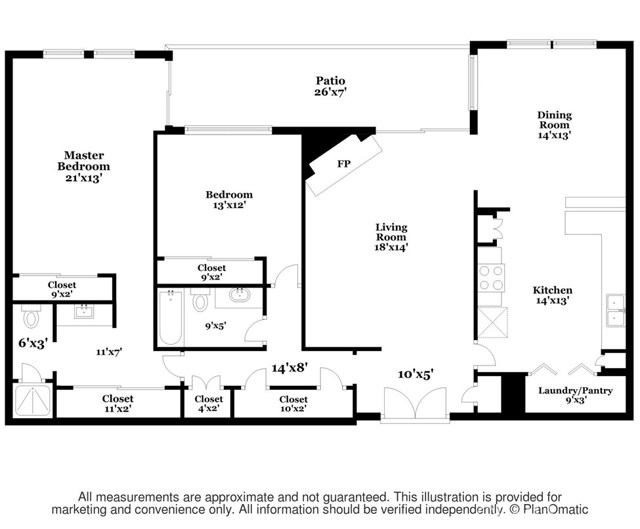 All spacious room and lots of storage closets.