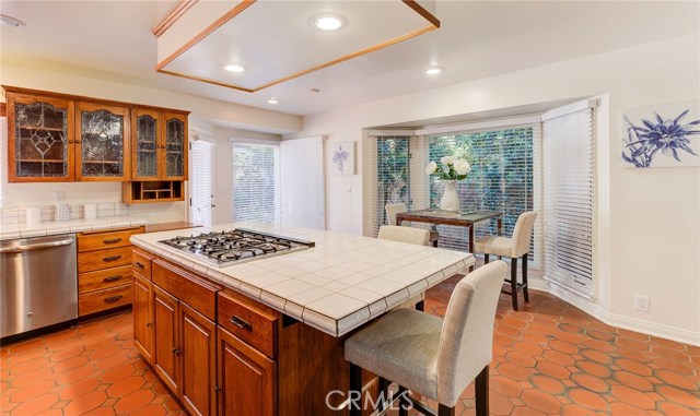 Eat-in kitchen with breakfast bar and space for a table