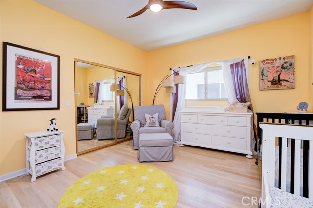 Bedroom #2 downstairs with ceiling fan