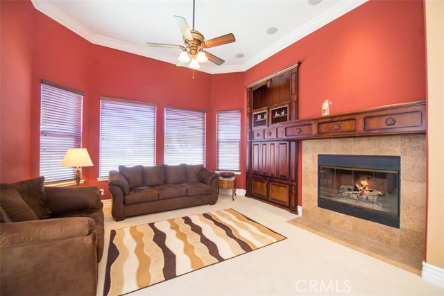 Master Bedroom Sitting Area with Built-ins and Fireplace