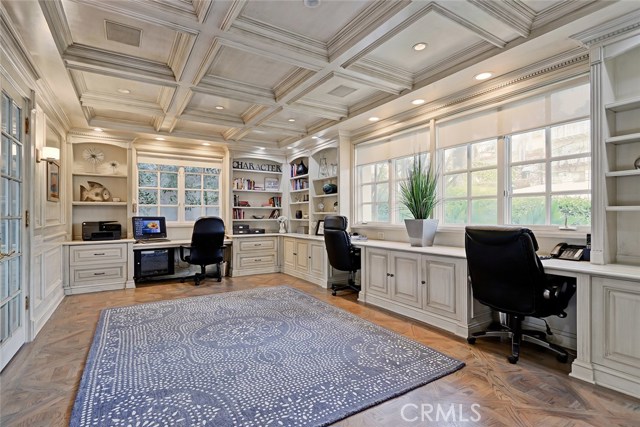 The Executive Office is commodious with vast storage, room for a Library, multiple homework zones and fully equipped work stations. Not only sizable, the room is also bright and luminous, detailed with wall and ceiling box moldings.