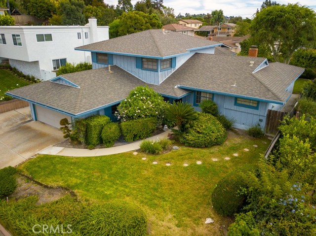 Aerial view of this lovely, split level home located in highly desired Rancho Palos Verdes.