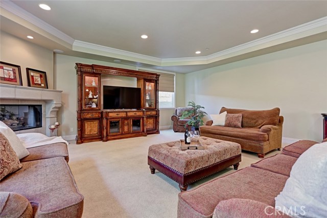 family room with fireplace