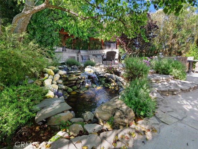 Beautiful and soothing waterfall in backyard