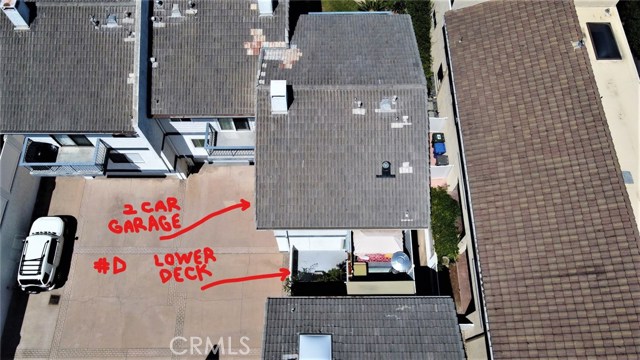 This shows the outline of the unit and where the 2 car garage is located. This is the NW corner unit of the 6 unit complex. No shared front door or entry and 2 decks.