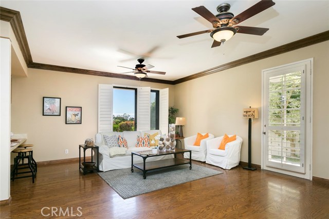 Family room leads out to pool.