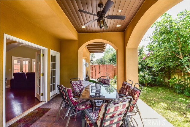 Beautifully covered patio is great for entertaining