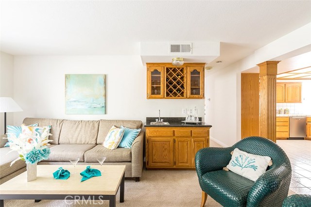 family room with wet bar.