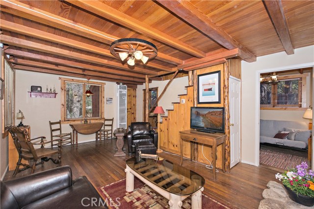 Family room with view into downstairs bedroom