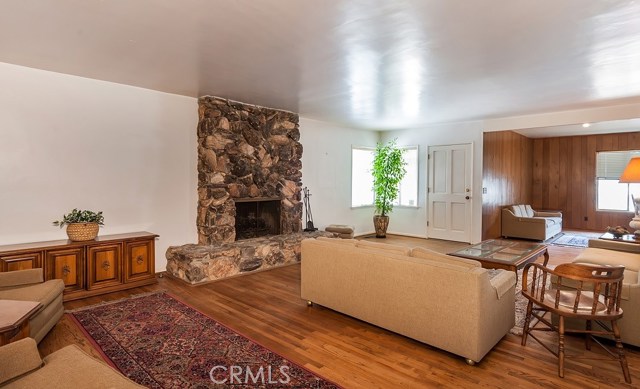 Living room, Fireplace looking into dining area