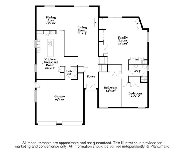 Main level on left, lower level on right