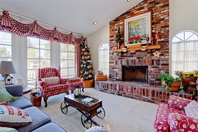 family room with fireplace