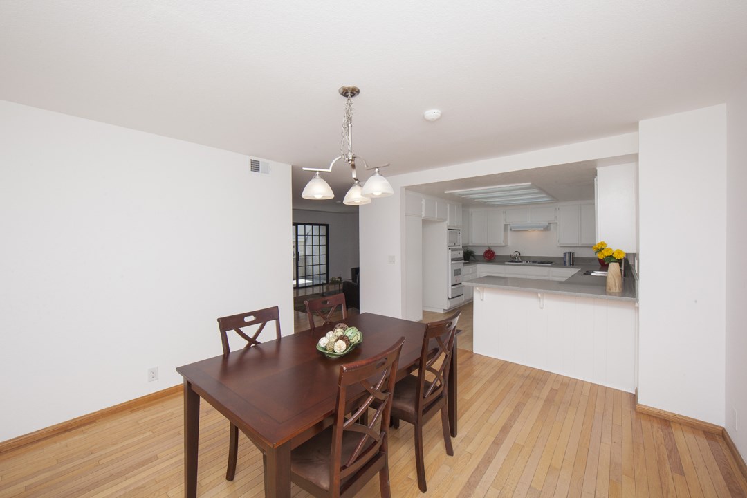 Dining room opens up into kitchen.