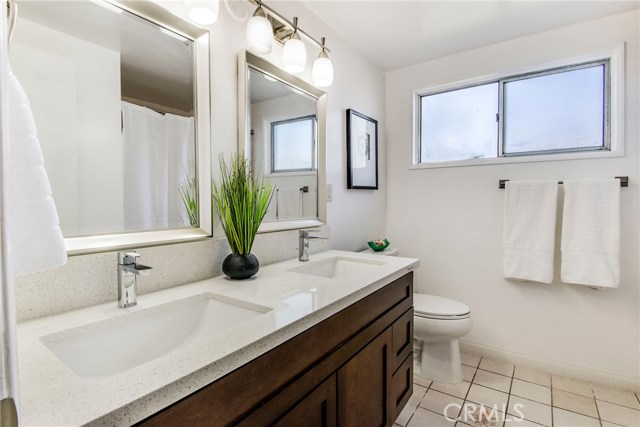 Hall Bathroom with double sinks