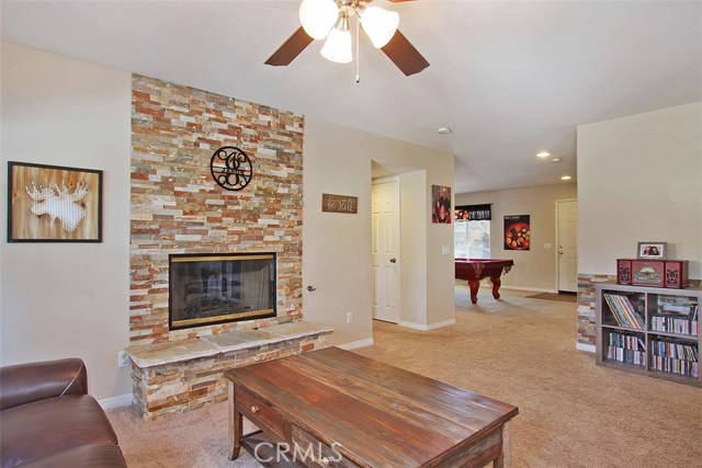 Newly remodeled fireplace.  Beautiful stacked stone!